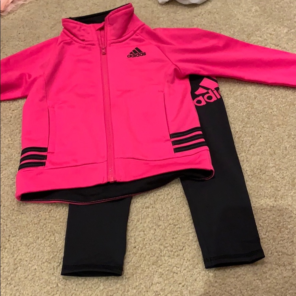 Adidas Pink/black track suit